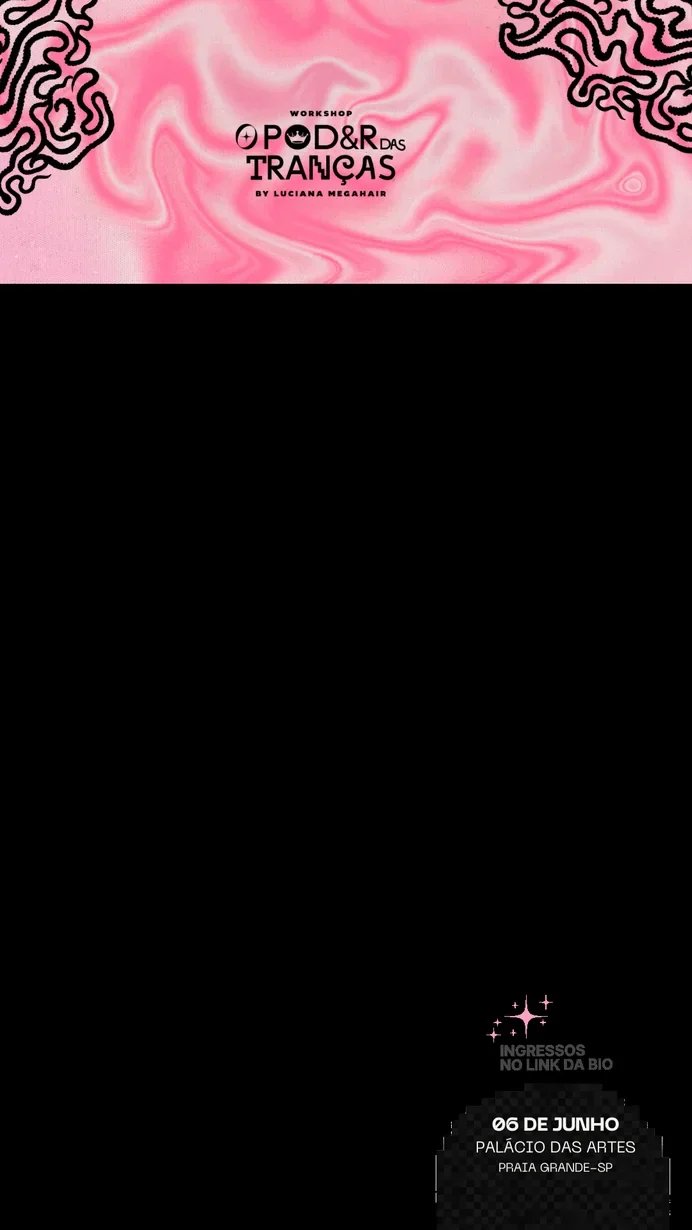 Story com topo rosa e área preta para foto