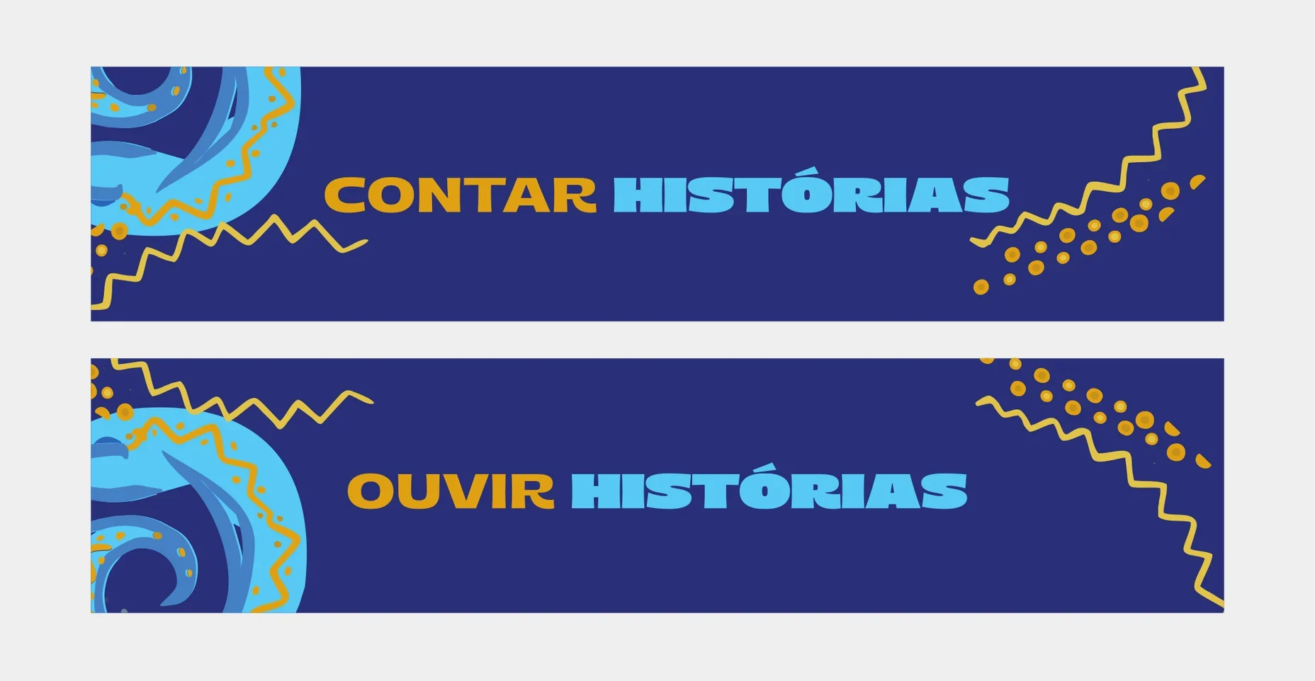 Placas Contar histórias e Ouvir histórias