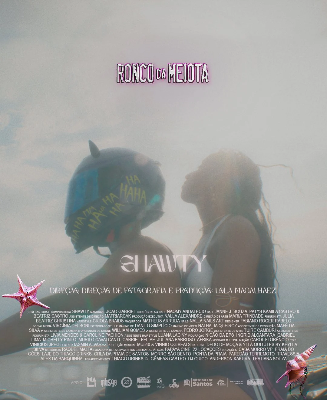 Cartaz do videoclipe Ronco da Meiota com os créditos da equipe