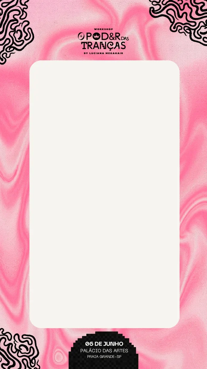 Story com fundo rosa e moldura para foto