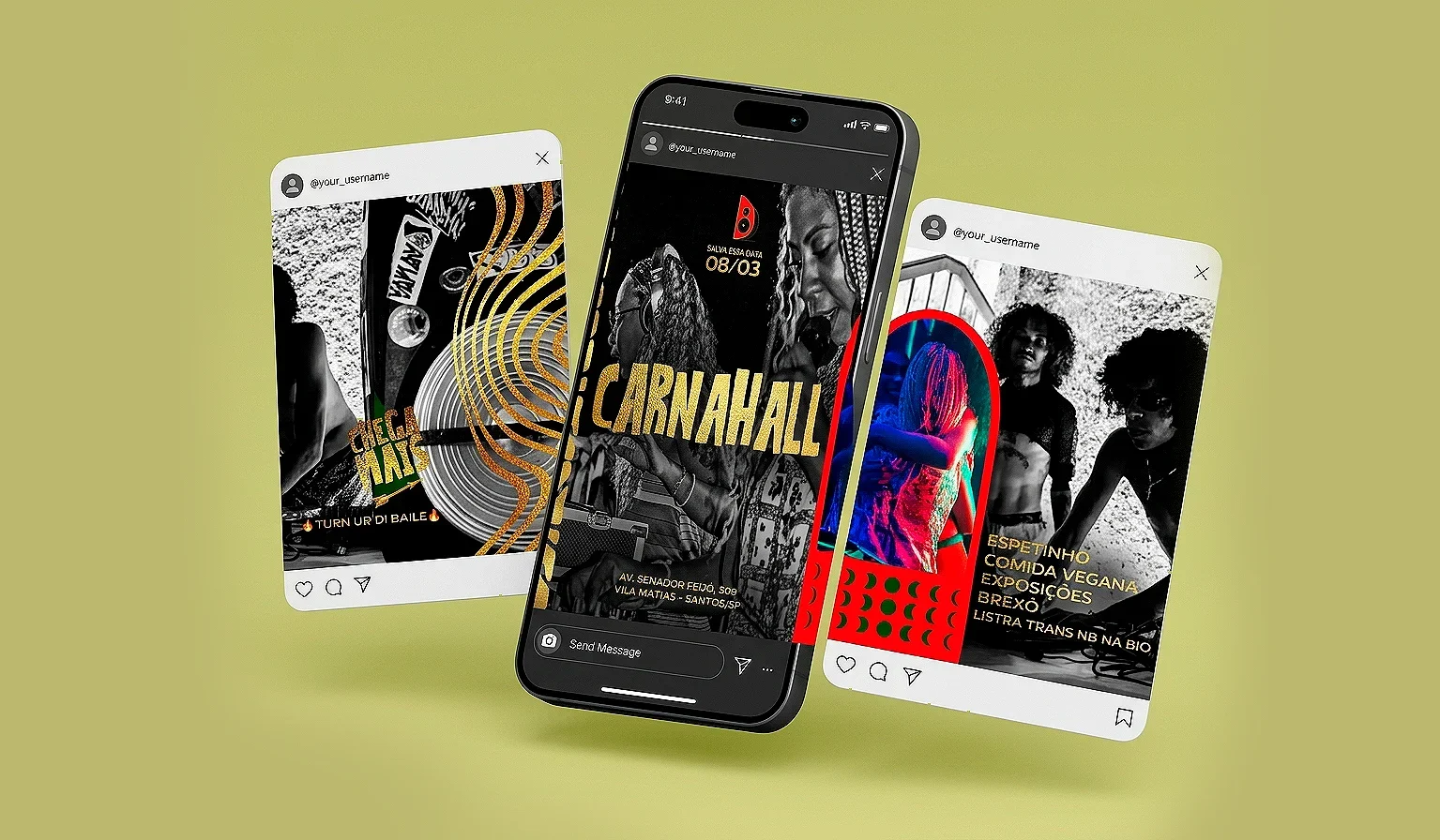 Mockup de social media do Dancehall Ka’aysarà